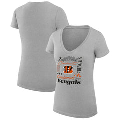 Cincinnati Bengals G-III 4Her by Carl Banks Women's Super-Slim Fit Lightweight Collage Team V-Neck T-Shirt - Heather Gray T-shirts