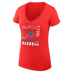 Buffalo Bills G-III 4Her by Carl Banks Women's Super-Slim Fit Lightweight Collage Team V-Neck T-Shirt - Red T-shirts