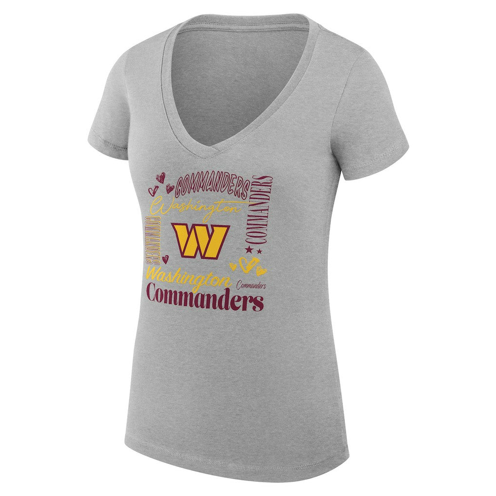 Washington Commanders G-III 4Her by Carl Banks Women's Super-Slim Fit Lightweight Collage Team V-Neck T-Shirt - Heather Gray T-shirts