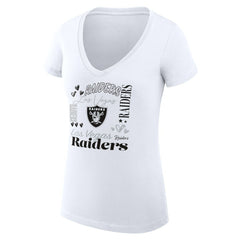 Las Vegas Raiders G-III 4Her by Carl Banks Women's Super-Slim Fit Lightweight Collage Team V-Neck T-Shirt - White T-shirts
