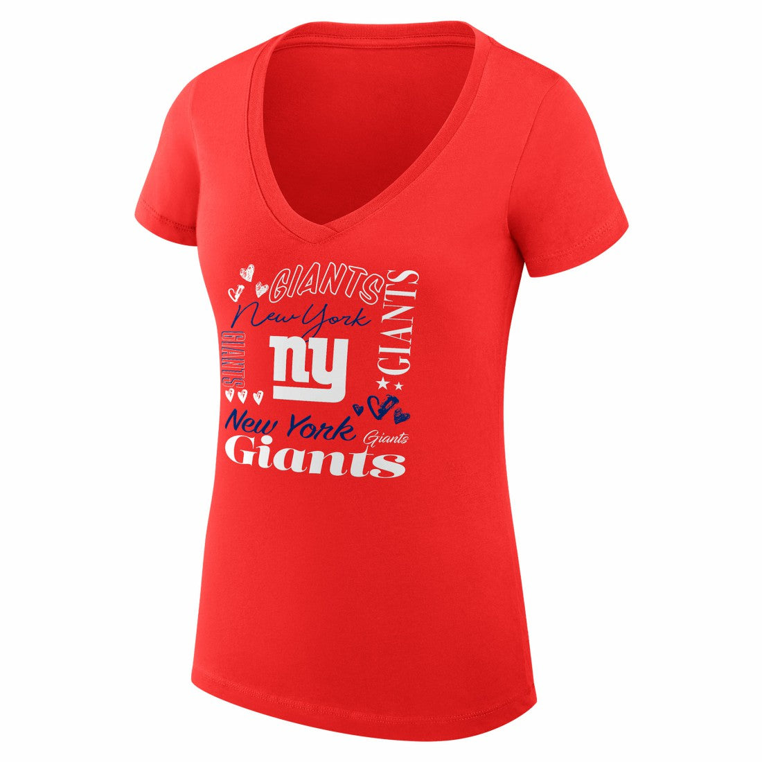 New York Giants G-III 4Her by Carl Banks Women's Super-Slim Fit Lightweight Collage Team V-Neck T-Shirt - Red T-shirts