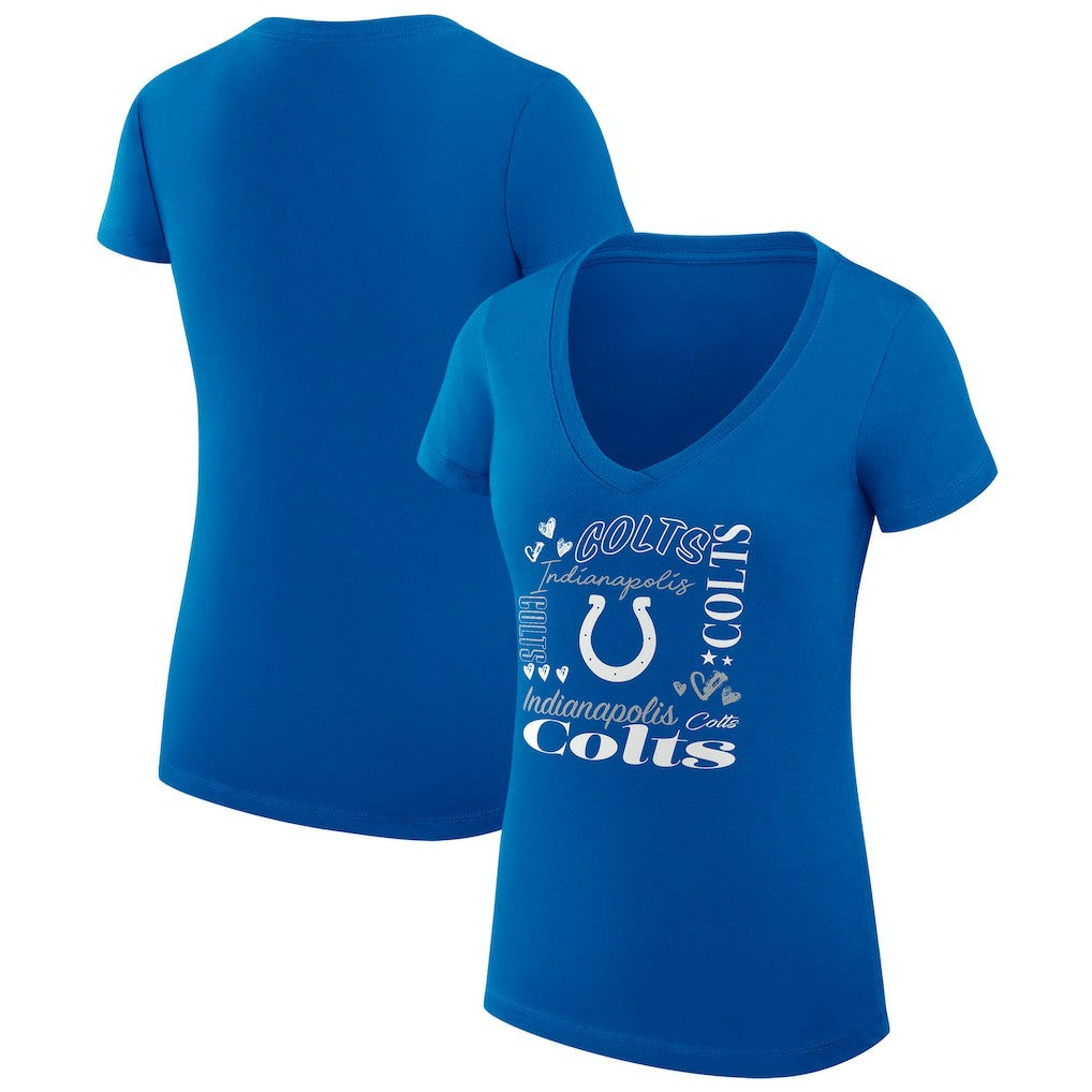 Indianapolis Colts G-III 4Her by Carl Banks Women's Super-Slim Fit Lightweight Collage Team V-Neck T-Shirt - Royal T-shirts