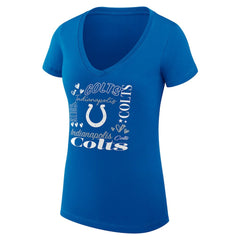 Indianapolis Colts G-III 4Her by Carl Banks Women's Super-Slim Fit Lightweight Collage Team V-Neck T-Shirt - Royal T-shirts