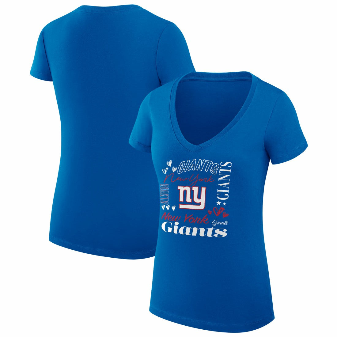 New York Giants G-III 4Her by Carl Banks Women's Super-Slim Fit Lightweight Collage Team V-Neck T-Shirt - Royal T-shirts