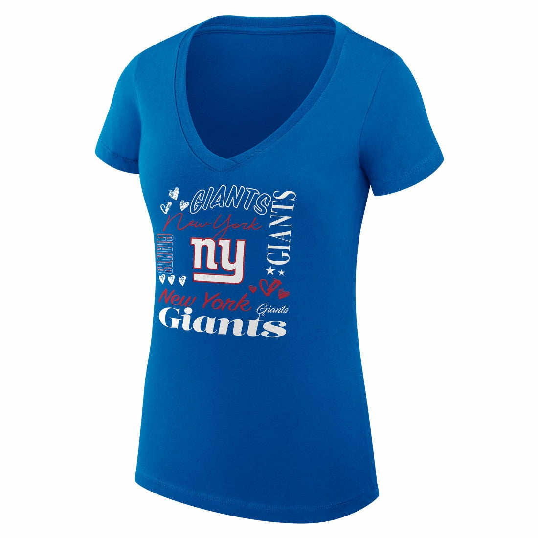 New York Giants G-III 4Her by Carl Banks Women's Super-Slim Fit Lightweight Collage Team V-Neck T-Shirt - Royal T-shirts