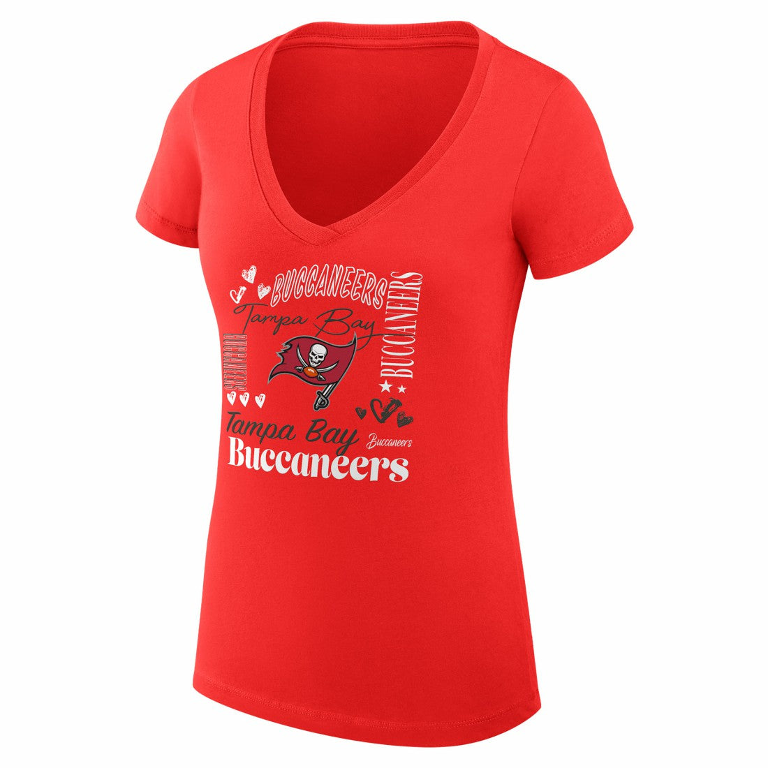 Tampa Bay Buccaneers G-III 4Her by Carl Banks Women's Super-Slim Fit Lightweight Collage Team V-Neck T-Shirt - Red T-shirts