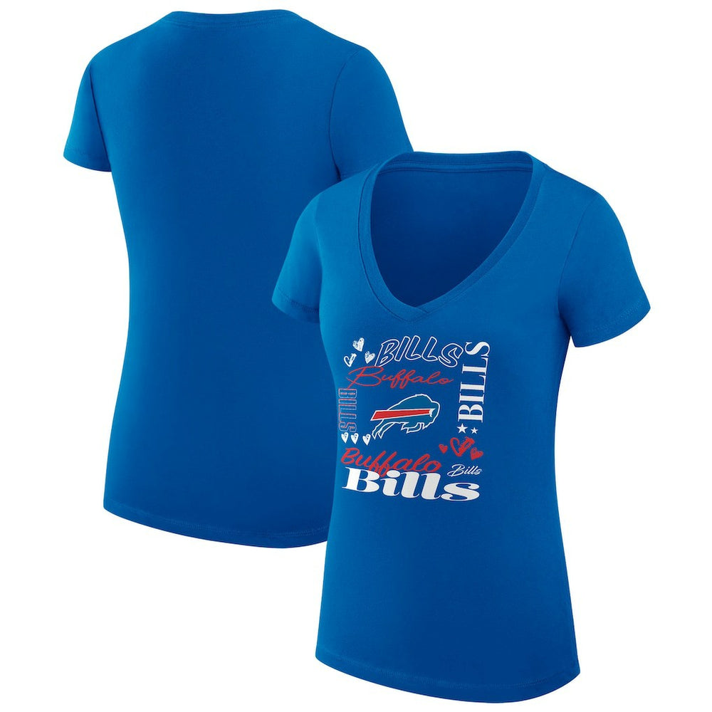 Buffalo Bills G-III 4Her by Carl Banks Women's Super-Slim Fit Lightweight Collage Team V-Neck T-Shirt - Royal T-shirts