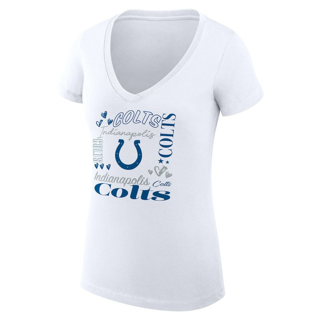 Indianapolis Colts G-III 4Her by Carl Banks Women's Super-Slim Fit Lightweight Collage Team V-Neck T-Shirt - White T-shirts