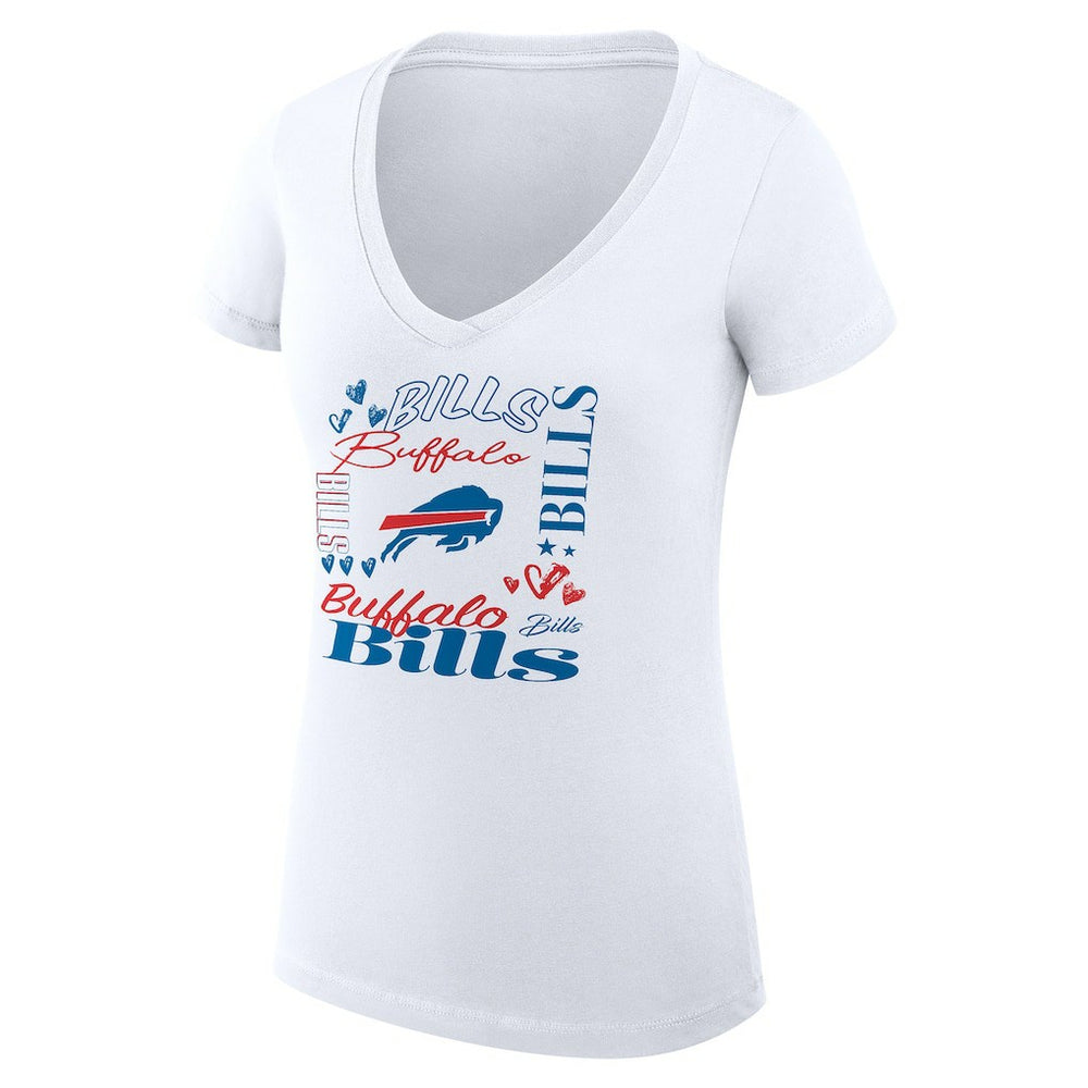 Buffalo Bills G-III 4Her by Carl Banks Women's Super-Slim Fit Lightweight Collage Team V-Neck T-Shirt - White T-shirts