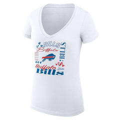 Buffalo Bills G-III 4Her by Carl Banks Women's Super-Slim Fit Lightweight Collage Team V-Neck T-Shirt - White T-shirts