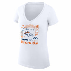 Denver Broncos G-III 4Her by Carl Banks Women's Super-Slim Fit Lightweight Collage Team V-Neck T-Shirt - White T-shirts