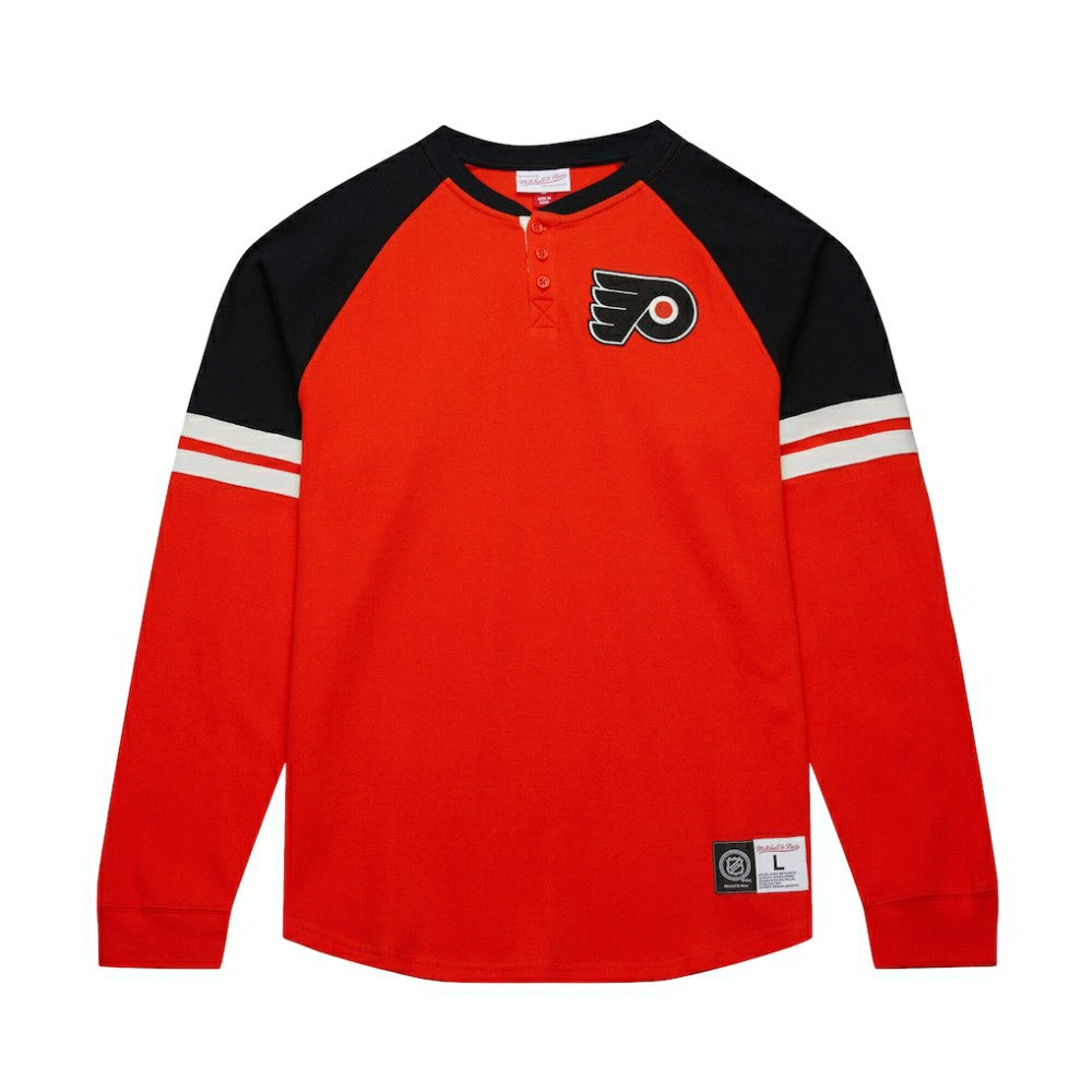 Philadelphia Flyers Mitchell & Ness Thermal Henley Long Sleeve T-Shirt - Orange | US 202122430