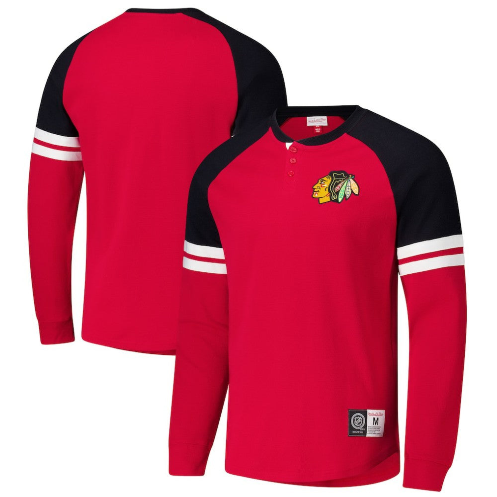 Chicago Blackhawks Mitchell & Ness Thermal Henley Long Sleeve T-Shirt - Red | US 202122437