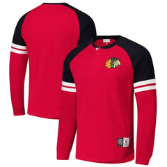 Chicago Blackhawks Mitchell & Ness Thermal Henley Long Sleeve T-Shirt - Red | US 202122437