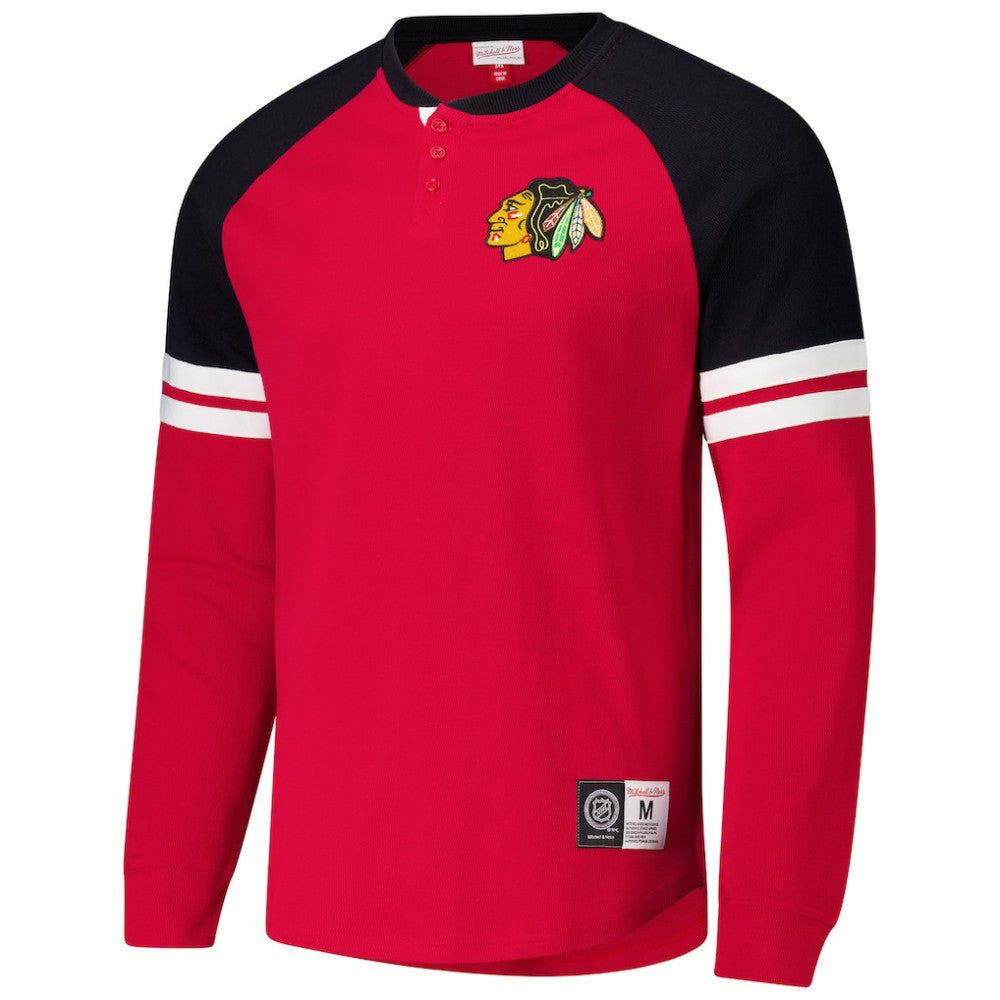 Chicago Blackhawks Mitchell & Ness Thermal Henley Long Sleeve T-Shirt - Red | US 202122437