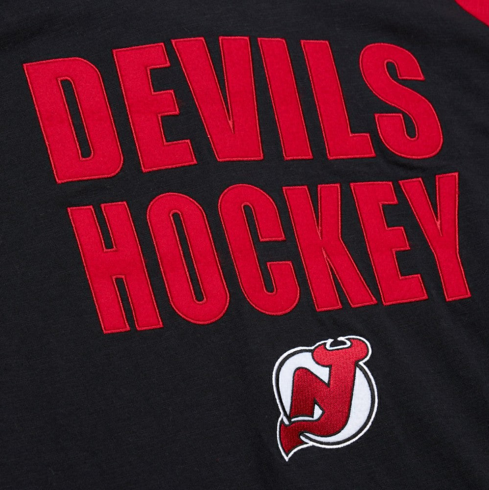 New Jersey Devils Mitchell & Ness Legendary Slub Raglan Long Sleeve T-Shirt - Black/Red | US 202122439