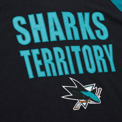 San Jose Sharks Mitchell & Ness Legendary Slub Raglan Long Sleeve T-Shirt - Black/Teal | US 202122440