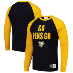 Pittsburgh Penguins Mitchell & Ness Legendary Slub Raglan Long Sleeve T-Shirt - Black/Gold | US 202122441