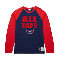 Washington Capitals Mitchell & Ness Legendary Slub Raglan Long Sleeve T-Shirt - Navy/Red | US 202122444