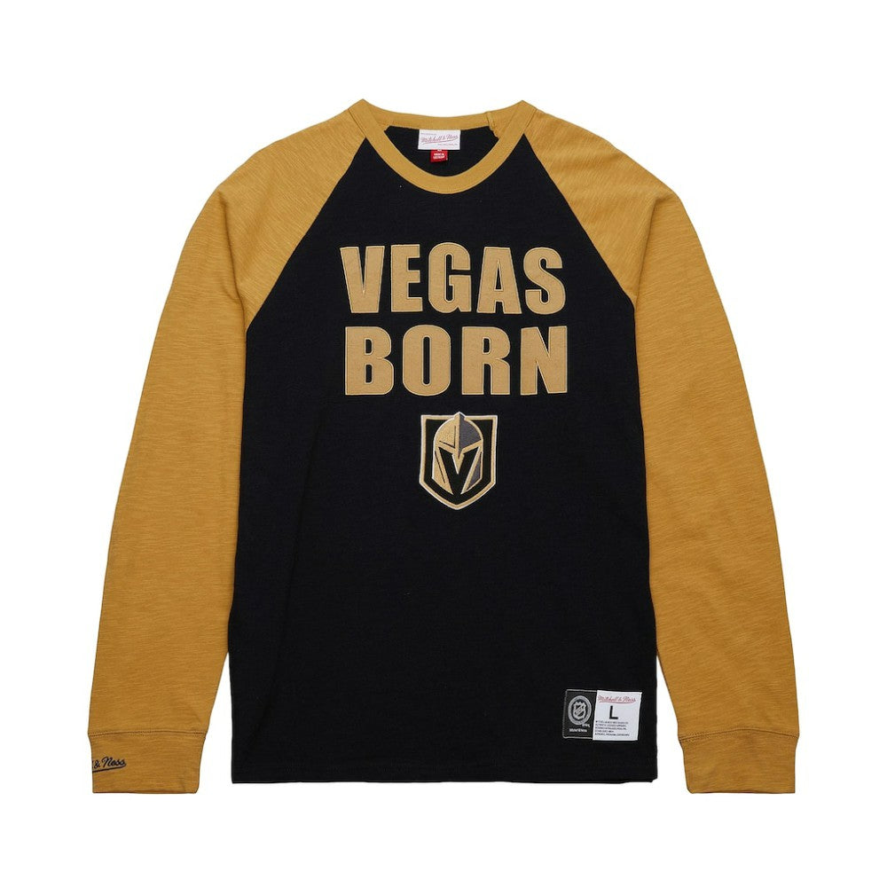 Vegas Golden Knights Mitchell & Ness Legendary Slub Raglan Long Sleeve T-Shirt - Black/Gold | US 202122445