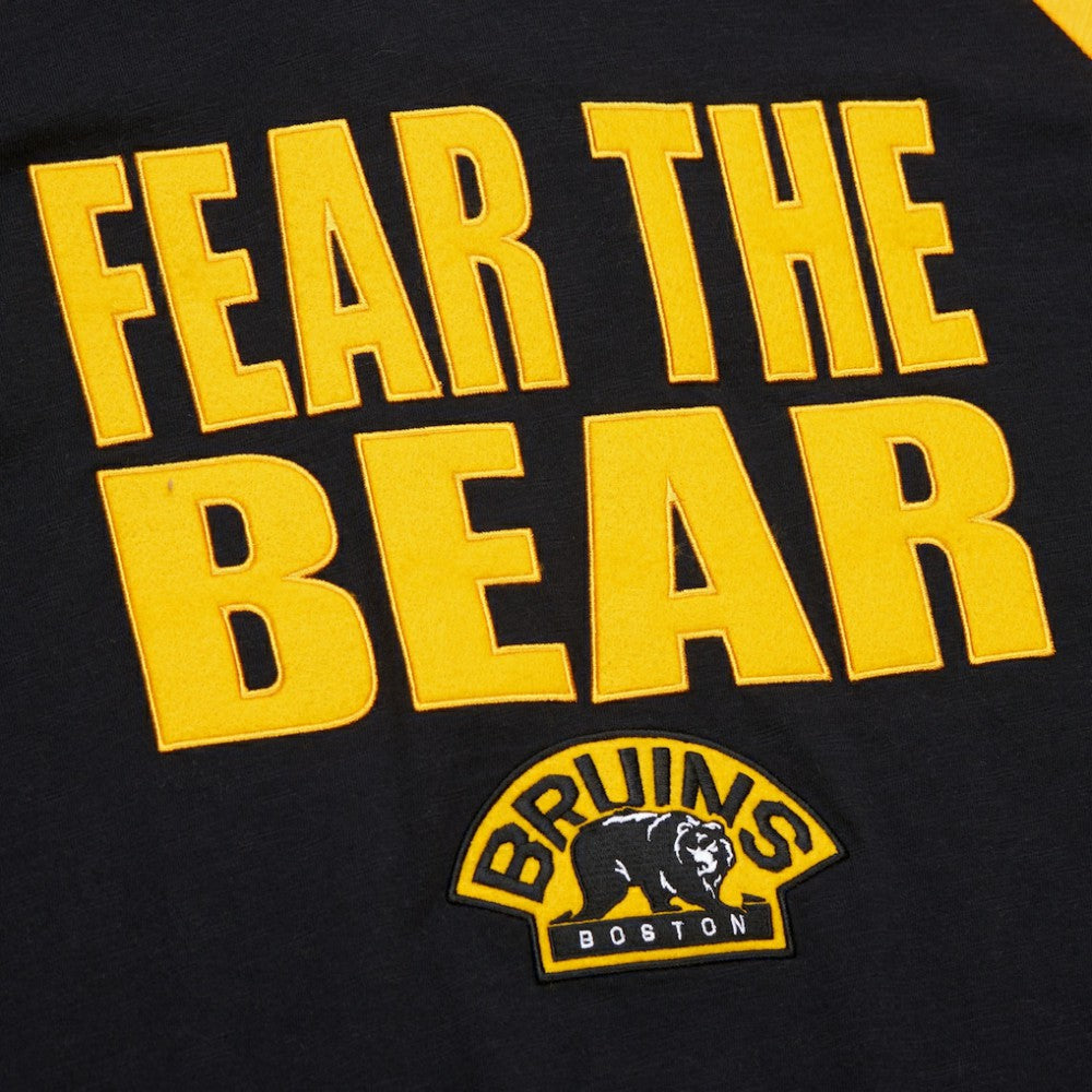 Boston Bruins Mitchell & Ness Legendary Slub Raglan Long Sleeve T-Shirt - Black/Gold | US 202122446