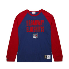 New York Rangers Mitchell & Ness Legendary Slub Raglan Long Sleeve T-Shirt - Blue/Red | US 202122447