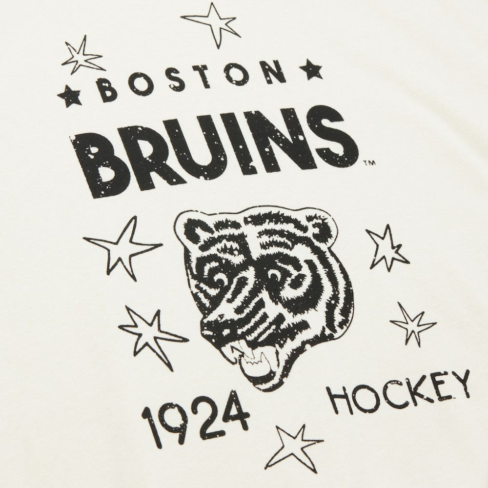 Boston Bruins Mitchell & Ness Women's Logo 3.0 Pullover Sweatshirt - Cream | US 202122451