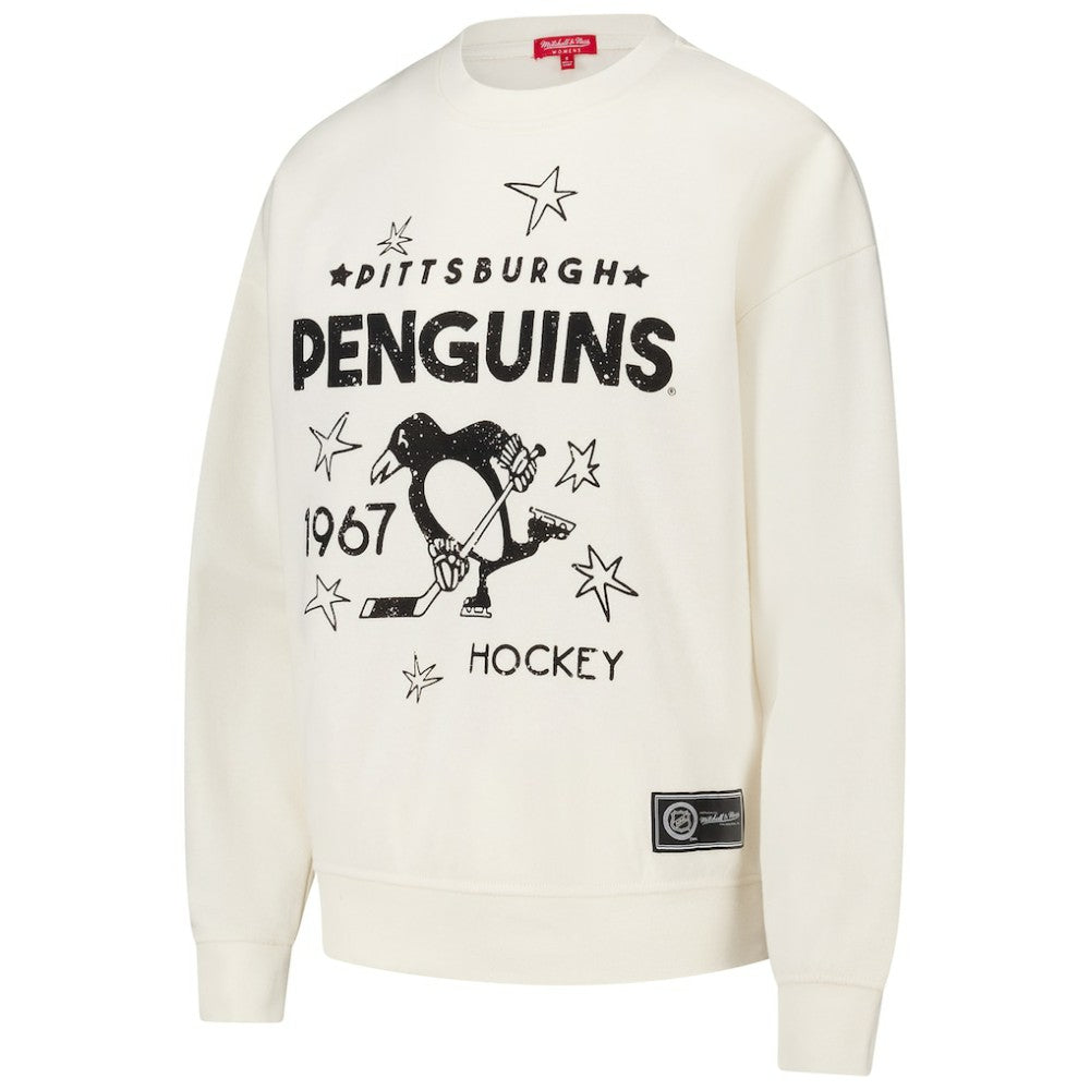 Pittsburgh Penguins Mitchell & Ness Women's Logo 3.0 Pullover Sweatshirt - Cream | US 202122452
