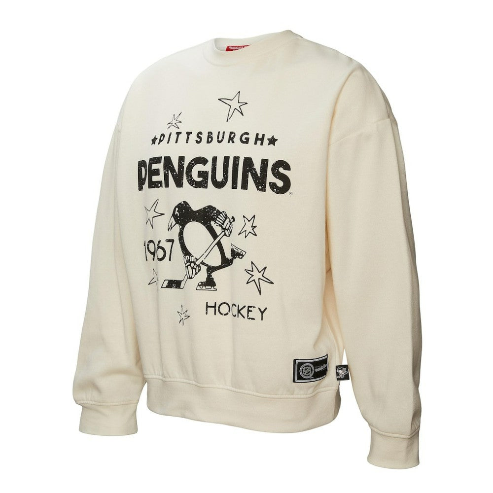 Pittsburgh Penguins Mitchell & Ness Women's Logo 3.0 Pullover Sweatshirt - Cream | US 202122452