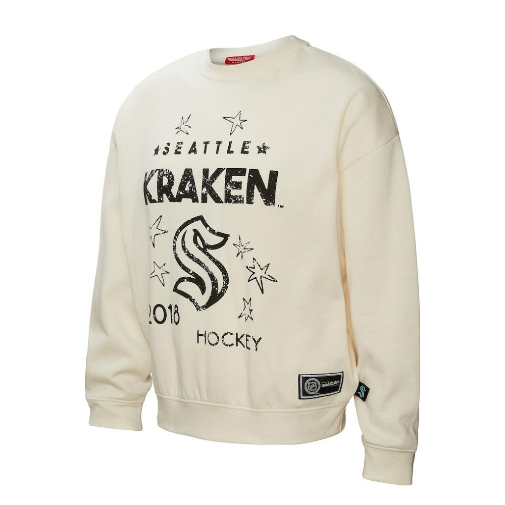 Seattle Kraken Mitchell & Ness Women's Logo 3.0 Pullover Sweatshirt - Cream | US 202122454