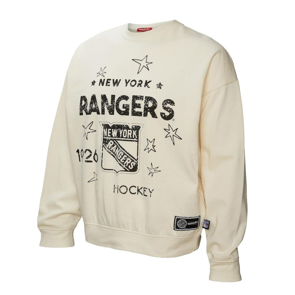 New York Rangers Mitchell & Ness Women's Logo 3.0 Pullover Sweatshirt - Cream | US 202122455