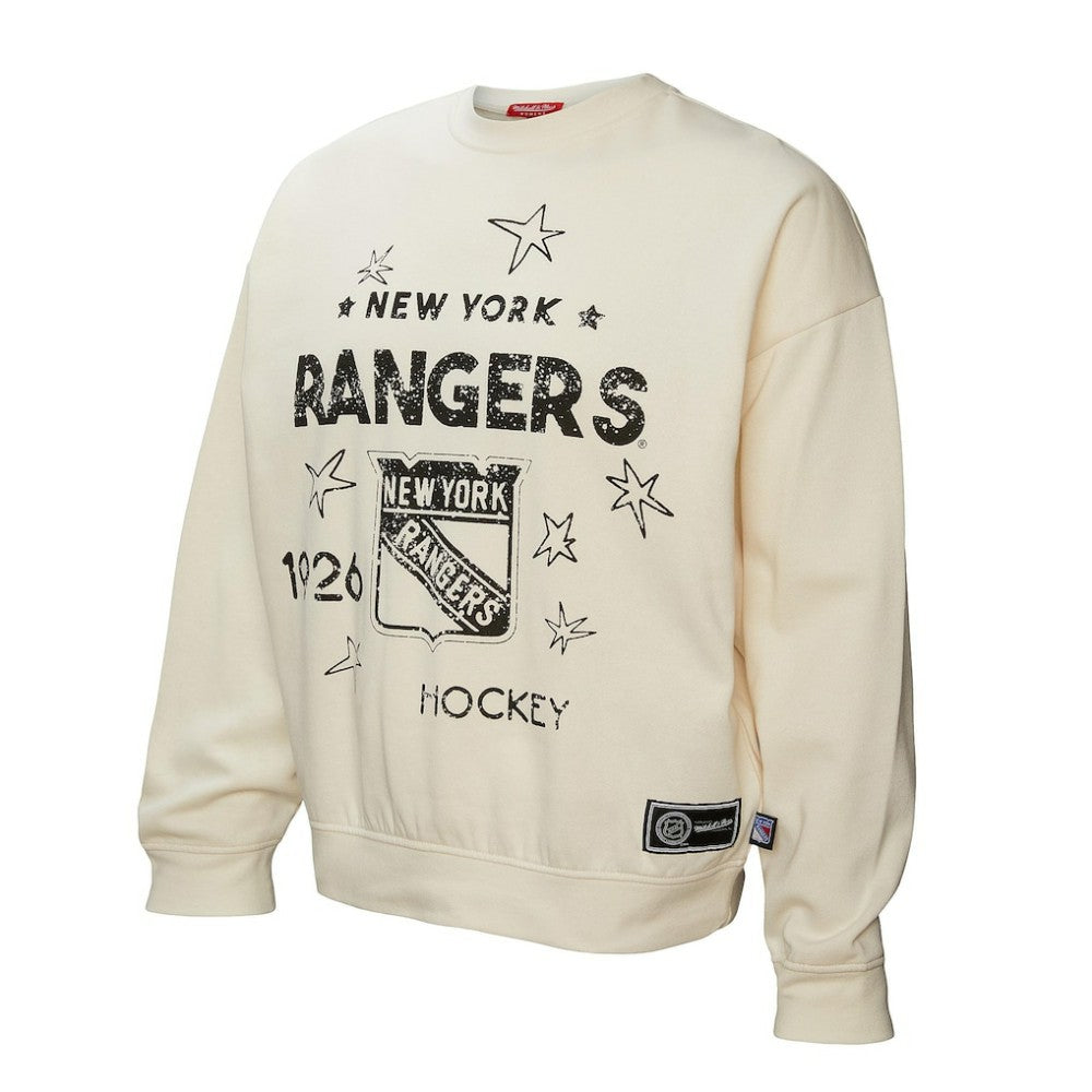 New York Rangers Mitchell & Ness Women's Logo 3.0 Pullover Sweatshirt - Cream | US 202122455