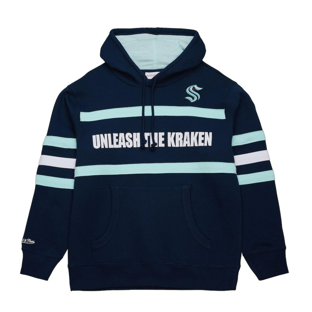 Seattle Kraken Mitchell & Ness Head Coach Slogan Pullover Hoodie - Navy | US 202122467