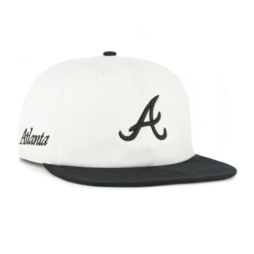 Atlanta Braves '47 Foundation Captain Snapback Hat - White/Black Hats