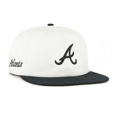 Atlanta Braves '47 Foundation Captain Snapback Hat - White/Black Hats