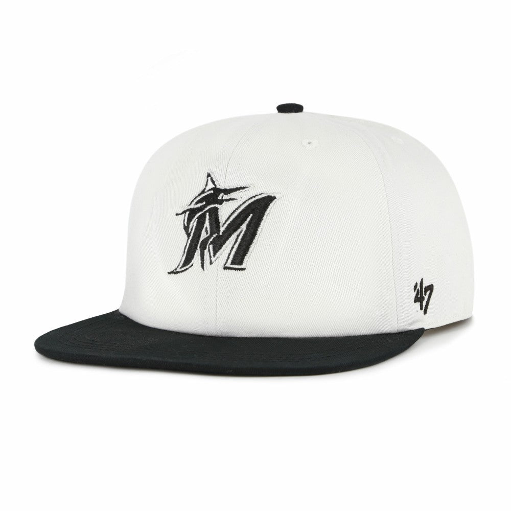Miami Marlins '47 Foundation Captain Snapback Hat - White/Black Hats