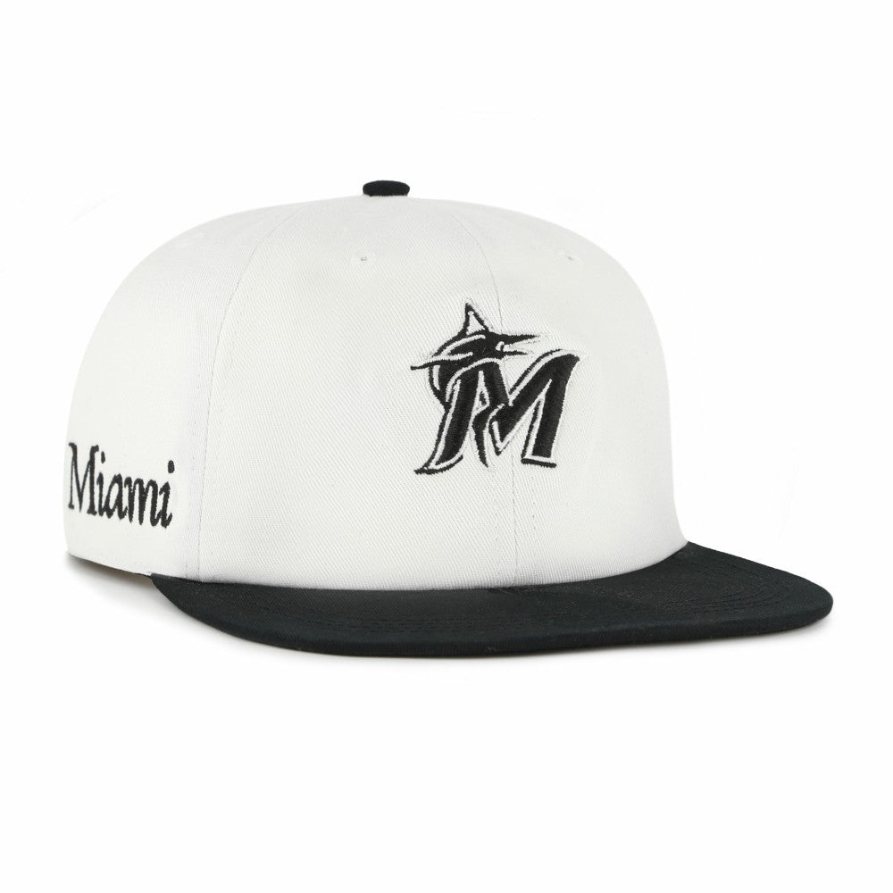 Miami Marlins '47 Foundation Captain Snapback Hat - White/Black Hats