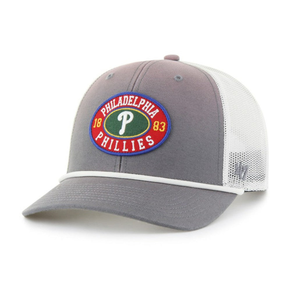 Philadelphia Phillies '47 Tide Sweep Rope Trucker Adjustable Hat - Gray/White Hats