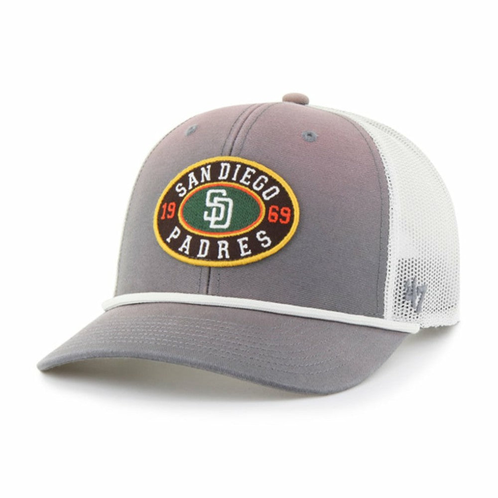 San Diego Padres '47 Tide Sweep Rope Trucker Adjustable Hat - Gray/White Hats