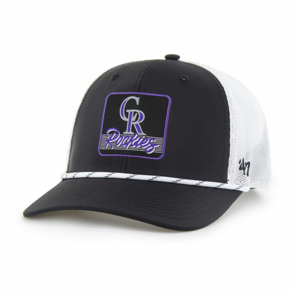 Colorado Rockies '47 Scratch Adjustable Trucker Hat - Black/White Hats