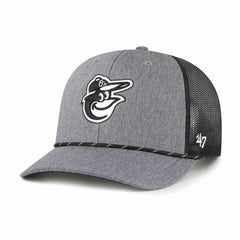 Baltimore Orioles '47 Carbon Rope Trucker Adjustable Hat - Charcoal Hats