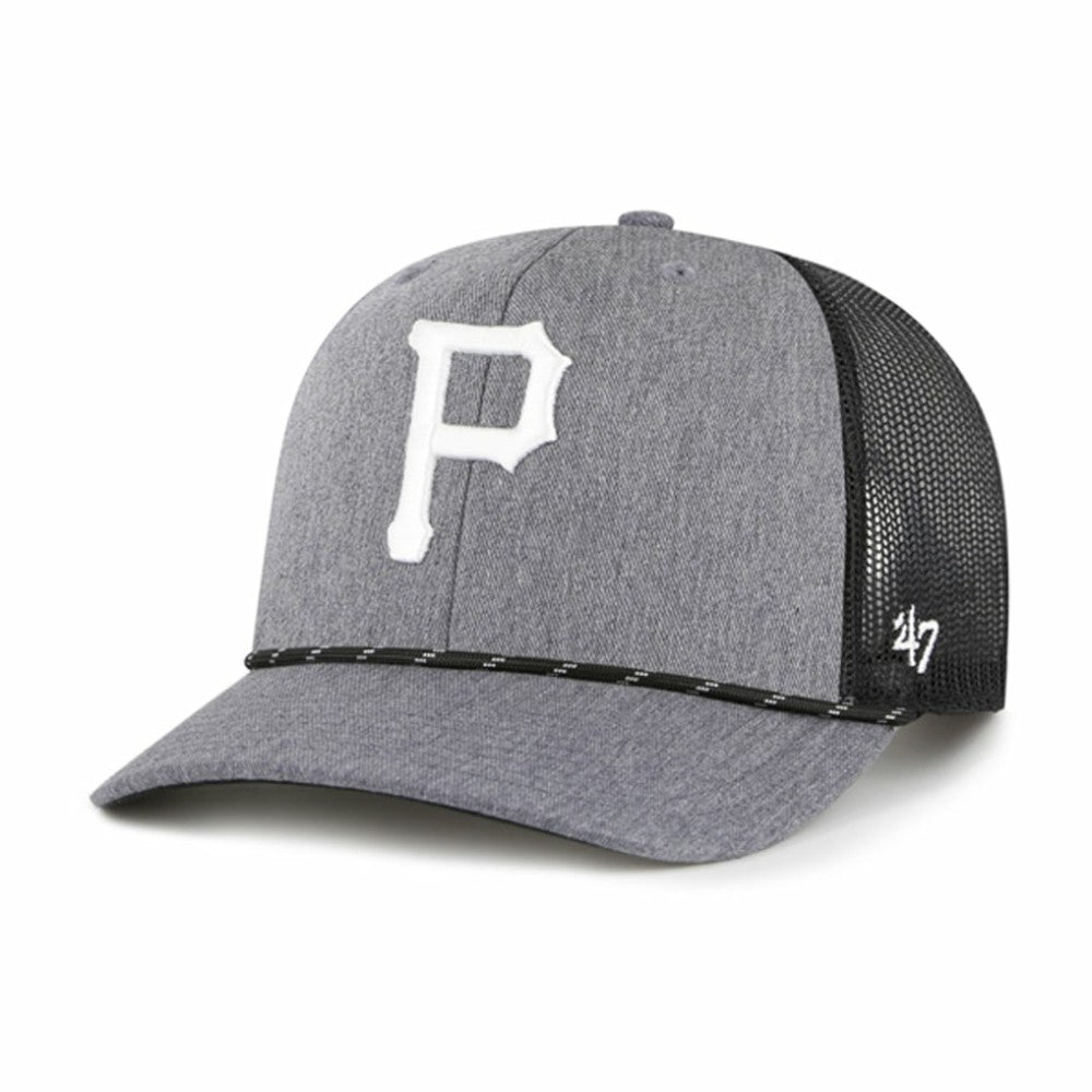 Pittsburgh Pirates '47 Carbon Rope Trucker Adjustable Hat - Charcoal Hats