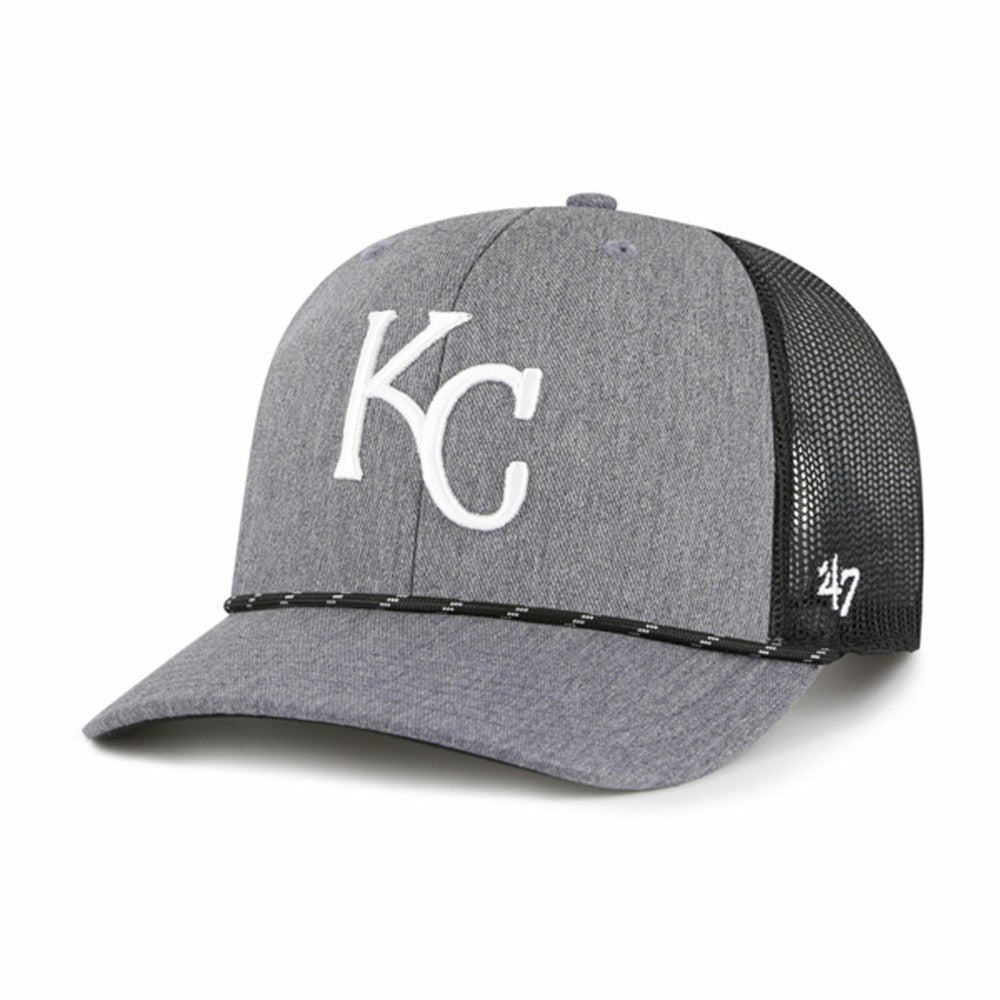 Kansas City Royals '47 Carbon Rope Trucker Adjustable Hat - Charcoal Hats