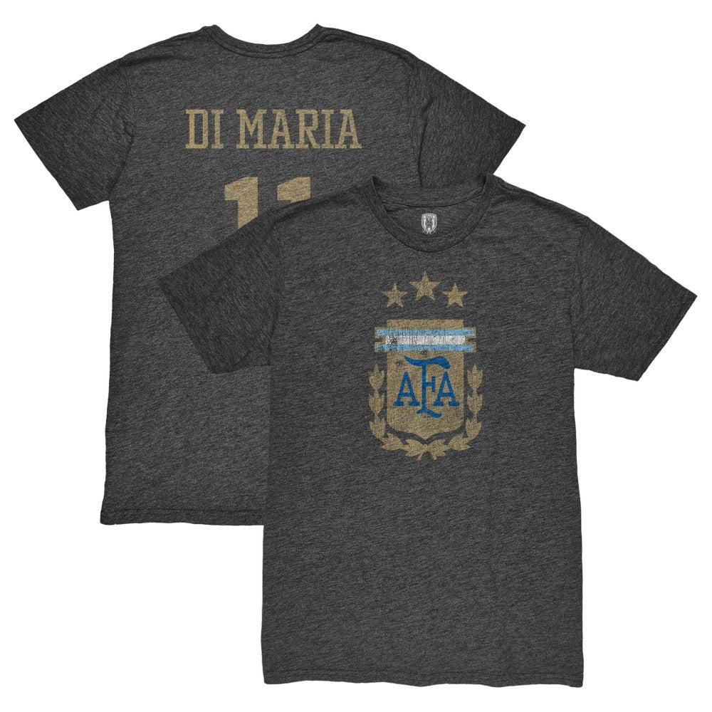 Angel Di Maria Argentina National Team 1863FC Retro Player Tri-Blend T-Shirt Black