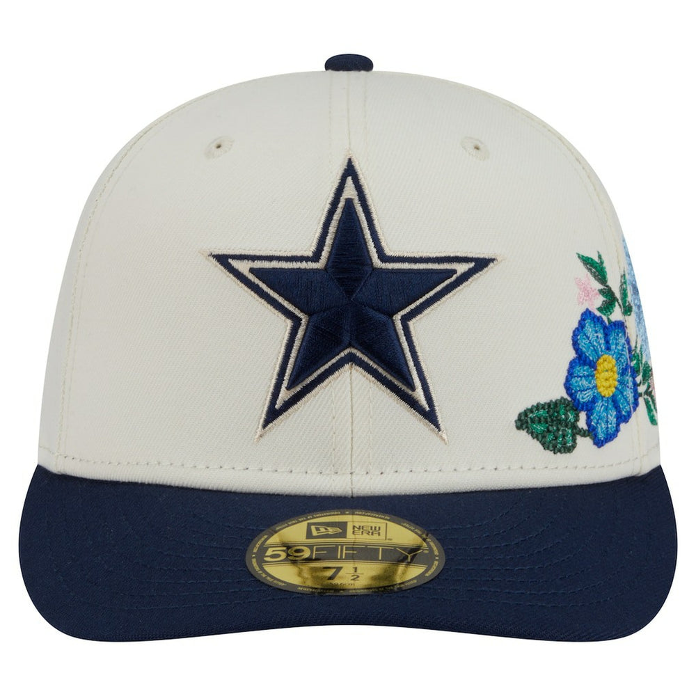 Dallas Cowboys New Era Tonal Florals 59FIFTY Fitted Hat - Cream/Navy Hats