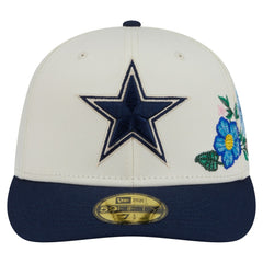 Dallas Cowboys New Era Tonal Florals 59FIFTY Fitted Hat - Cream/Navy Hats