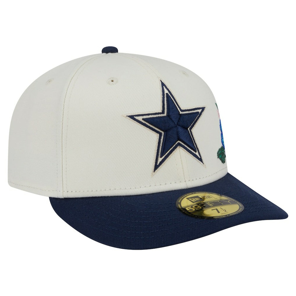 Dallas Cowboys New Era Tonal Florals 59FIFTY Fitted Hat - Cream/Navy Hats