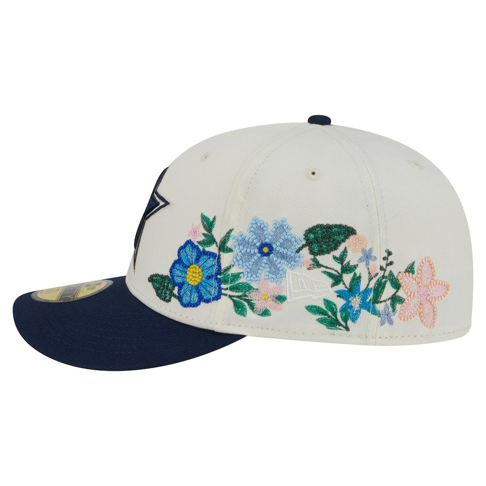 Dallas Cowboys New Era Tonal Florals 59FIFTY Fitted Hat - Cream/Navy Hats