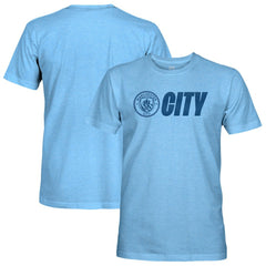 Manchester City 1863FC Mono Badge Lock-Up Retro Tri-Blend T-Shirt Sky Blue