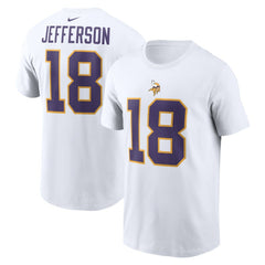 Justin Jefferson Minnesota Vikings Name & Number T-Shirt - White T-shirts